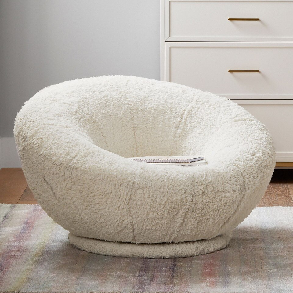 Sherpa Ivory Groovy Swivel Chair Pottery Barn Kids Australia